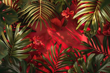 Hand-drawn vintage 3D illustration of exotic foliage, perfect for creating a luxurious tropical ambiance