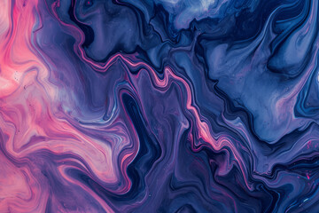 Abstract painting featuring vibrant shades of blue and pink creating a dynamic composition - obrazy, fototapety, plakaty