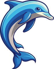 dolphin jumping out of water vector illustration, dolphin logo, cartoon dolphin for kids, 