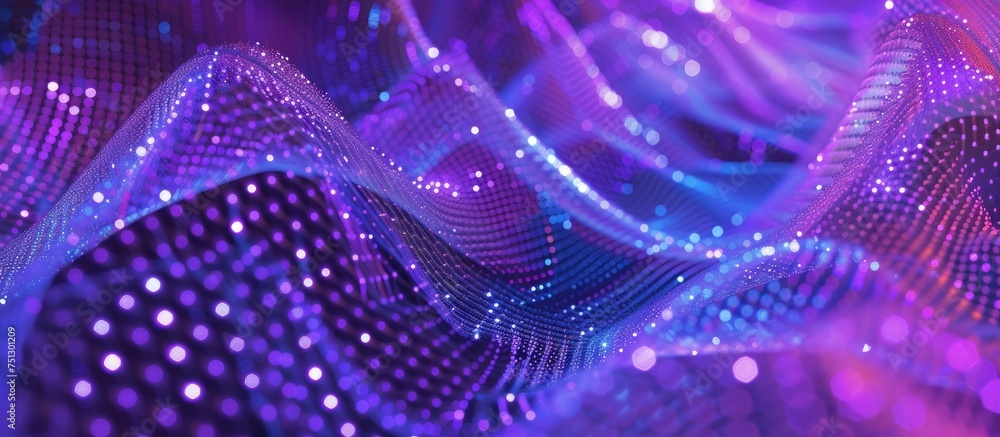 Poster a captivating display of purple and blue abstract lights fills the background, dotted with intricate