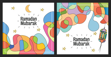 Colorful abstract square ramadan for social media, flyer, poster