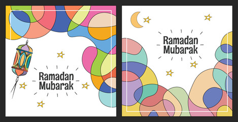 Colorful abstract square ramadan for social media, flyer, poster