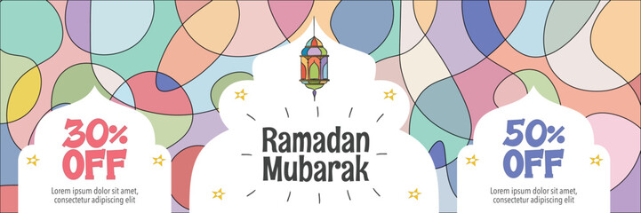 Colorful abstract ramadan horizontal banner