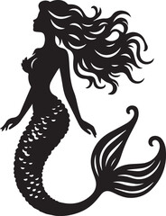 Mermaid Silhouettes EPS Small Mermaid Vector Mermaid Clipart	
