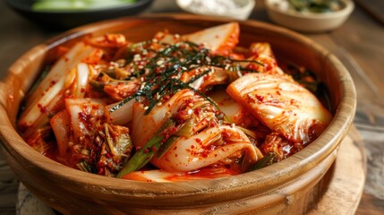 kimchi or kimchi Traditional Korean food, pickled vegetables, spicy seasoning