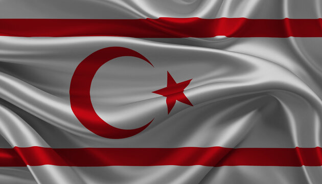 Bright and Wavy Turkish Republic of Northern Cyprus Flag Background