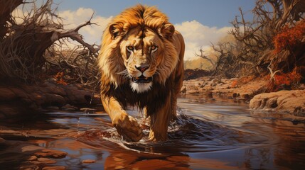 male lion in the jungle