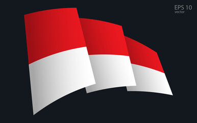 Waving Vector flag of Indonesia. National flag waving symbol. Banner design element.
