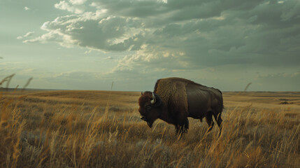 Bison in the southern plains - obrazy, fototapety, plakaty