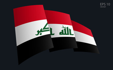 Waving Vector flag of Iraq. National flag waving symbol. Banner design element.
