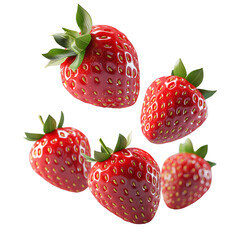 Fresh Strawberry flying in air, Healthy organic berry natural ingredients concept, AI generated, PNG transparency