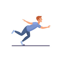 Fototapeta na wymiar Man tripped over obstacle while running, male character falling vector illustration