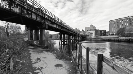 Boston. Fort Poin Channel banks. Old Northern Ave