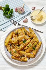 greek lemon potatoes with garlic, cheese, capers