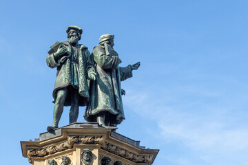 Fototapeta na wymiar The Johannes Gutenberg monument on the southern Rossmarkt by sculptor Eduard Schmidt von der Launitz.