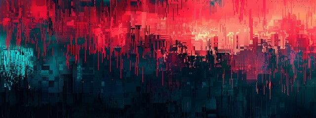 pixel art, glitch effect , background texture, red blue - obrazy, fototapety, plakaty