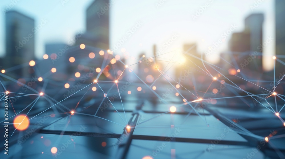 Poster 3d rendering of network business concept