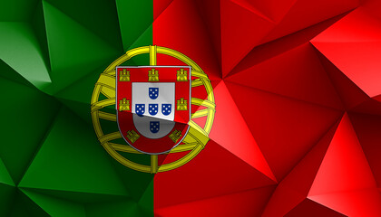 Portuguese Republic Flag Abstract Prism on Background