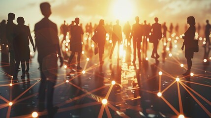 3D rendering of business network concept, group of business people, teamwork, human resources.