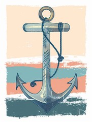 beach anchor illustration for t-shirt design