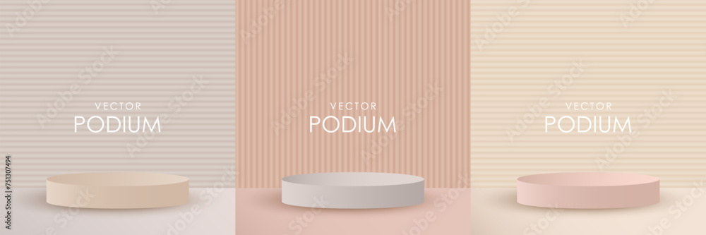 Aufkleber set of vector round background podiums for displaying various products. podium background for market