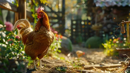Zelfklevend Fotobehang Central Europian authentic chicken farm  © Hassan