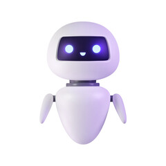 3D robot. Neural network chat bot, AI servers technology. Artificial intelligence cyborg. Online communication, virtual support assistance. Vector isolated cartoon illustration. Fiction alien render. - obrazy, fototapety, plakaty