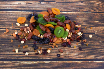 Dry fruits on wood