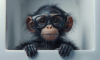 a baby monkey wearing sunglasses. 