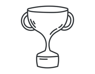Vector isolated doodle icon, golden goblet prize, winner cup.