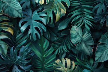 Hand-drawn vintage 3D illustration of exotic foliage, perfect for creating a luxurious tropical ambiance