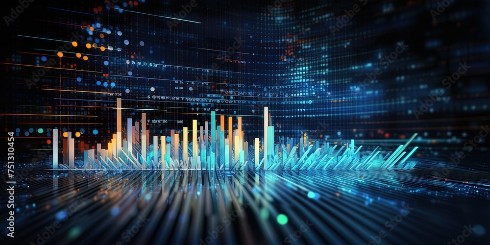 Poster new age of data visualization. data science and visual management design concept. abstract backgroun