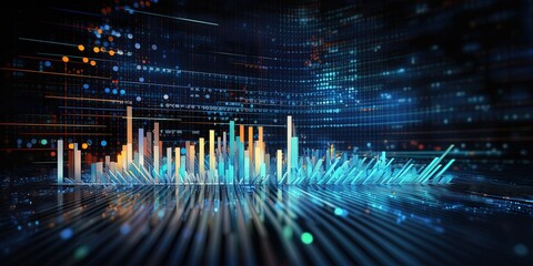 New age of data visualization. Data science and visual management design concept. Abstract background.