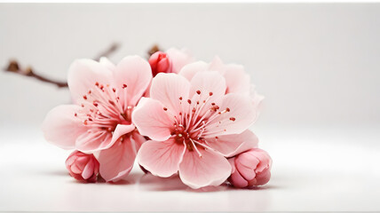 Japanese soft pink Sakura flower isolated in white background