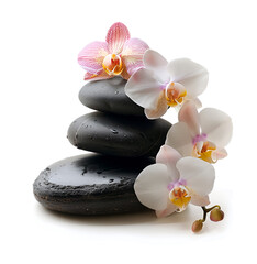 Obraz na płótnie Canvas Spa massage stones with orchids flower