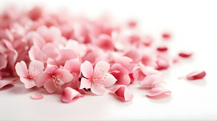 Japanese soft pink Sakura flower petal isolated in white background