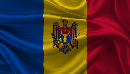 Bright and Wavy Moldova Flag Background