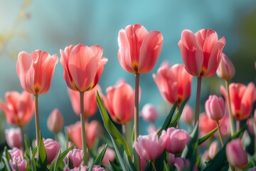 Fototapeta premium a minimalist slide background for showcasing spring , tulip