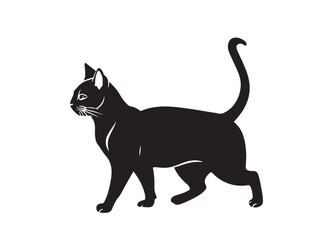 Cat silhouette vector illustration on a white background 