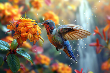 hummingbird and flower