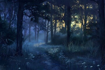 Twilight Timberland Enchanted Forest Awash in Evening