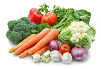 Fresh vegetables isolated from the white or transparent background