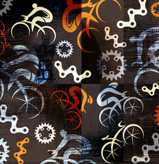 Colorful cycling background.	
Decorative grunge  backdrop with cycling icons.