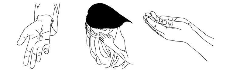 Vector christian set hand drawn doodle element. Modern brush calligraphy. Ink handwriting inscriptions. Typography and lettering.