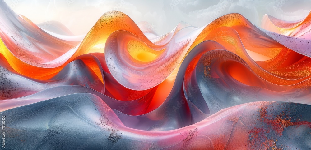 Poster abstract watercolor texture colorful curves with abstract lines