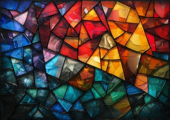 Colorful stained glass window background. Colorful stained glass texture.