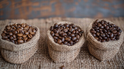 Coffee beans in different stages of the production o