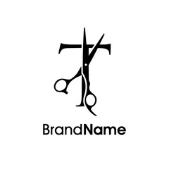 Luxury Initial T Scissors Logo