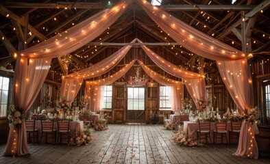 wedding ceremony in a rustic style. Beautiful interior.