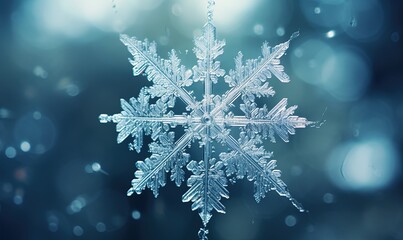 Beautiful macro photo of a snowflake. Winter.